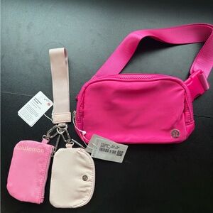 Lululemon Pink Belt Bag with Accessories
